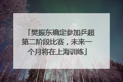 樊振东确定参加乒超第二阶段比赛，未来一个月将在上海训练
